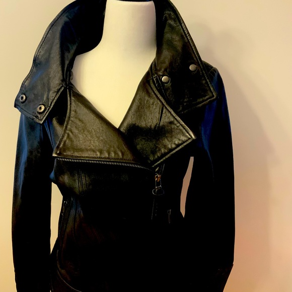 Aritzia Black Leather Moto Jacket - Picture 1 of 2